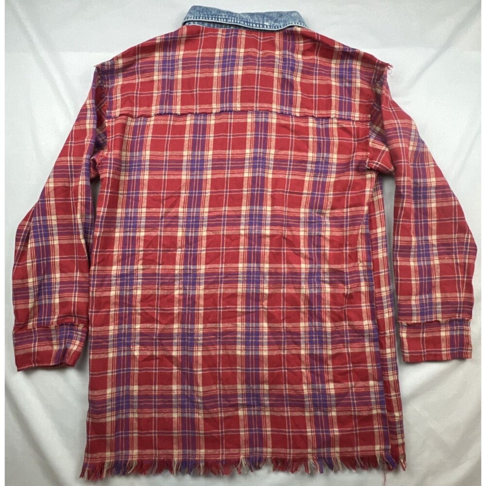 Andthewhy Denim Plaid Mashup Festival Shirt Small - Picture 2 of 6